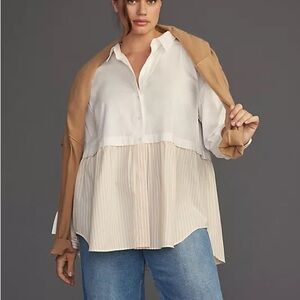By Anthropologie Twofer Button Down Shirt, Size Small NWT